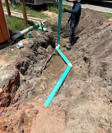 New underground water and sewer line installation in progress